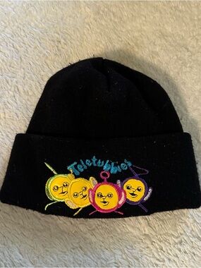 Black Teletubbies Embroidered Beanie Hat